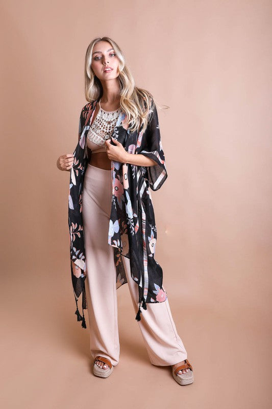 Wallflower Bloom Kimono w/ Tassels