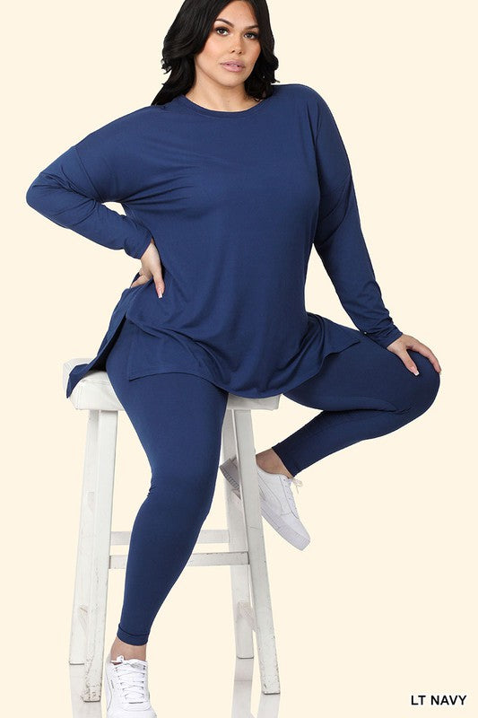 PLUS BRUSHED DTY MICROFIBER LOUNGEWEAR SET
