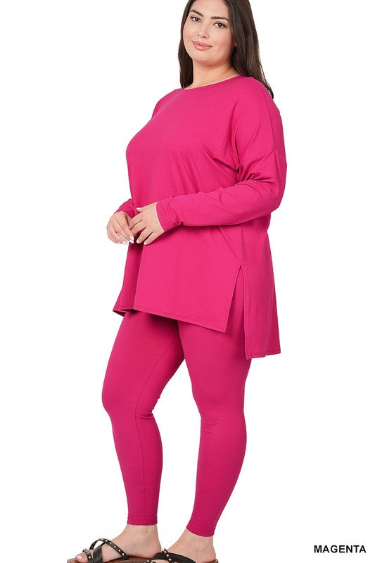 PLUS BRUSHED DTY MICROFIBER LOUNGEWEAR SET