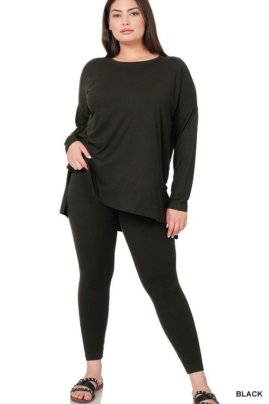 PLUS BRUSHED DTY MICROFIBER LOUNGEWEAR SET