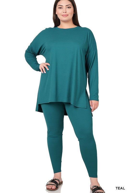 PLUS BRUSHED DTY MICROFIBER LOUNGEWEAR SET