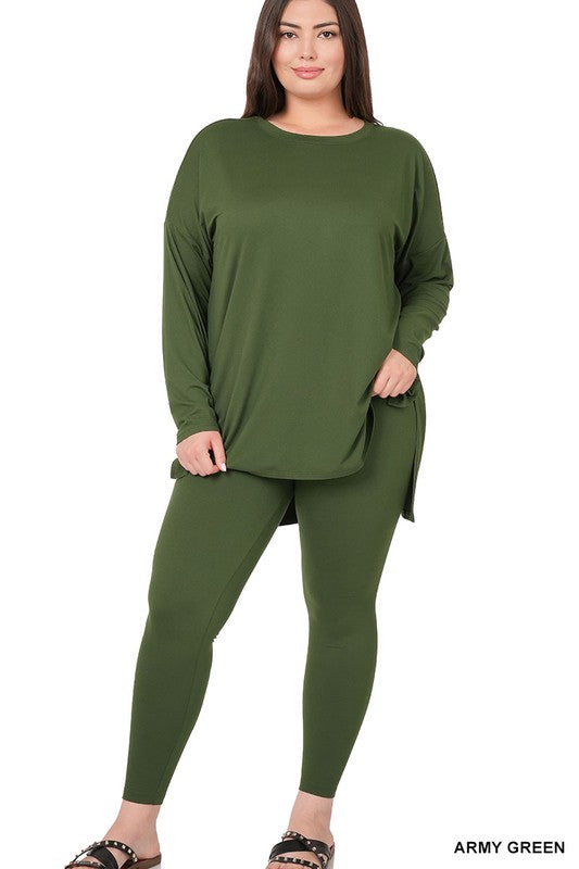 PLUS BRUSHED DTY MICROFIBER LOUNGEWEAR SET