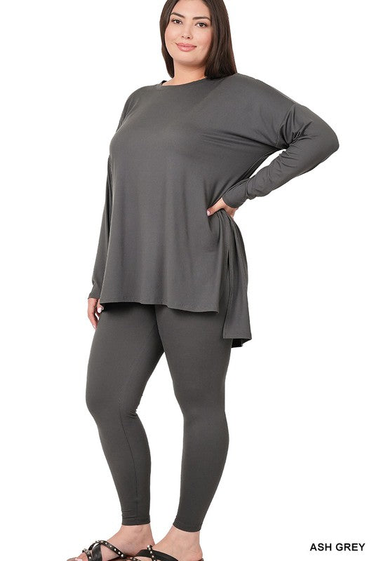 PLUS BRUSHED DTY MICROFIBER LOUNGEWEAR SET
