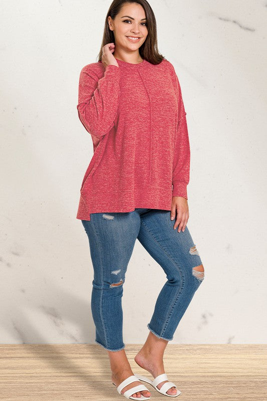 Plus Brushed Melange Hacci Oversized Sweater