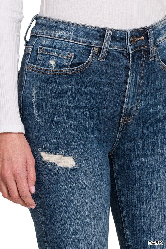 High Rise Cropped Skinny Denim Pants