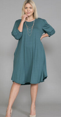Balloon Sleeve Midi Dress