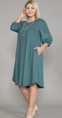 Balloon Sleeve Midi Dress