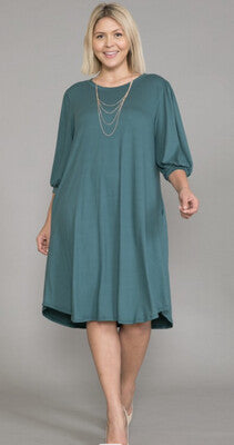 Balloon Sleeve Midi Dress