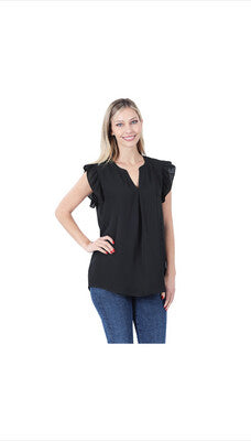 Ruffled Sleeve High Low Top