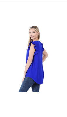 Ruffled Sleeve High Low Top