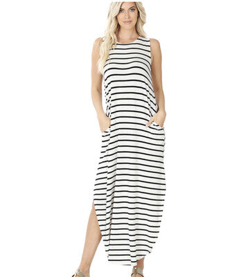 Striped Maxi w/ Side Slits