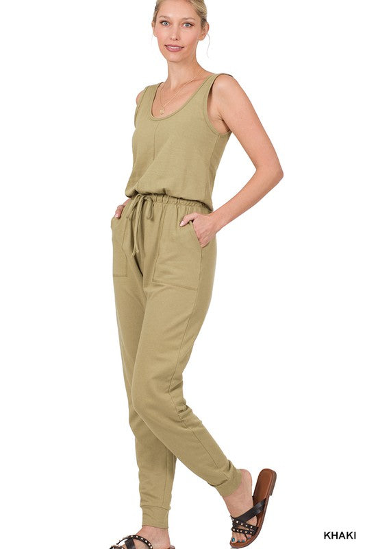 French Terry Jumpsuit & Cardigan Set
