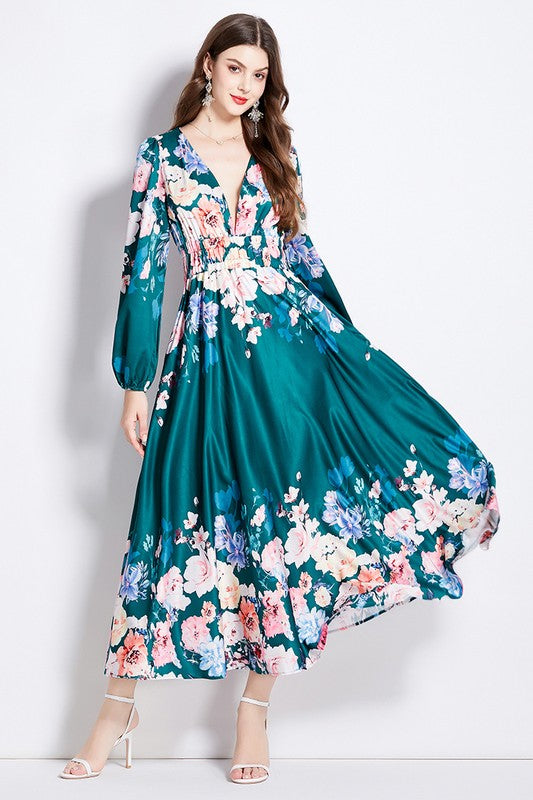 WOMEN FASHION CHIFFON MAXI DRESS