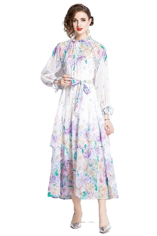 WOMEN FASHION CHIFFON MAXI DRESS