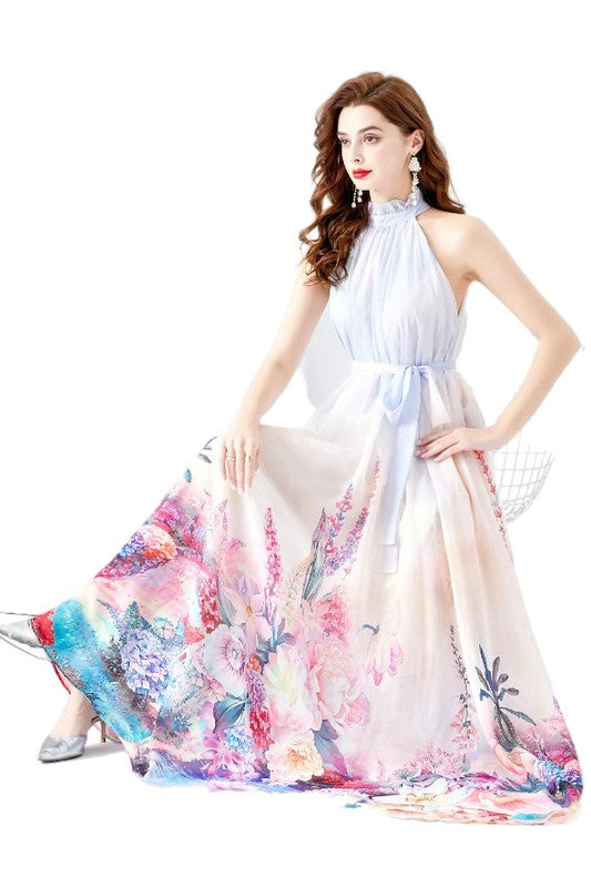 WOMEN FASHION CHIFFON MAXI DRESS