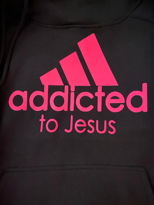 Addicted to Jesus Side Tie Hoodie - Hot Pink