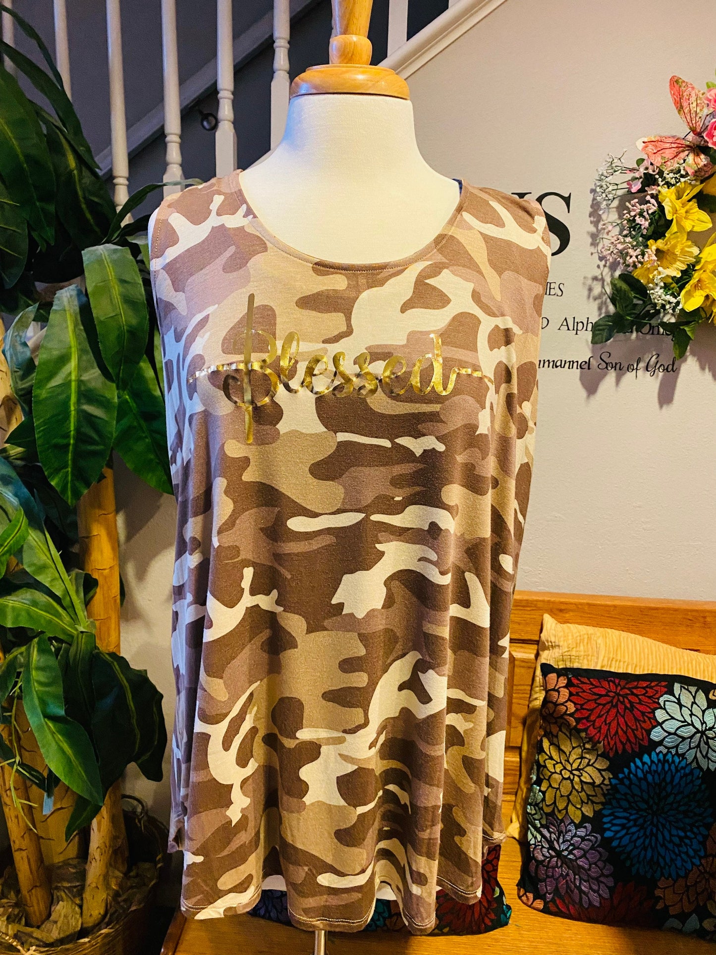 Blessed Gold Foil Camo Tank