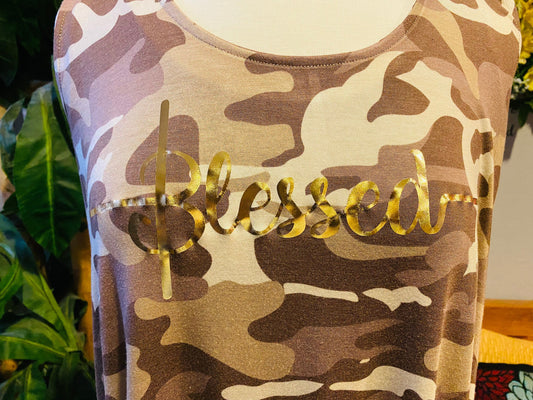 Blessed Gold Foil Camo Tank