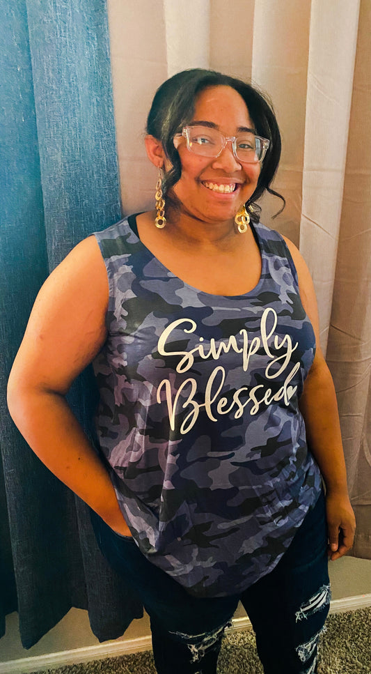 Camo Blue Simply Blessed Tank